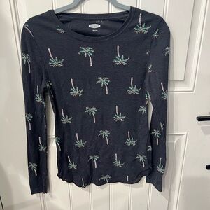 Old Navy medium gray Top with Colorful Palm Tree Design